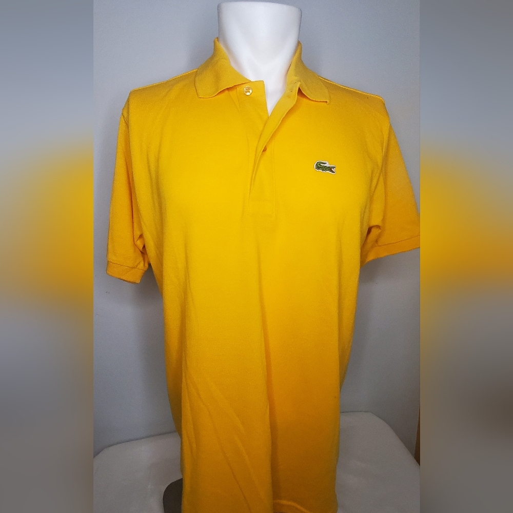 LACOSTE- Size 5/L Mens Polo Shirt- Vibrant Yellow Fabric- Classic Fit - Picture 1 of 11